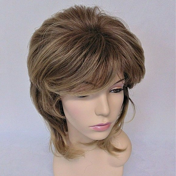16" Layered Thick Brown/Blonde Heat Resistant Shag - Picture 7 of 11
